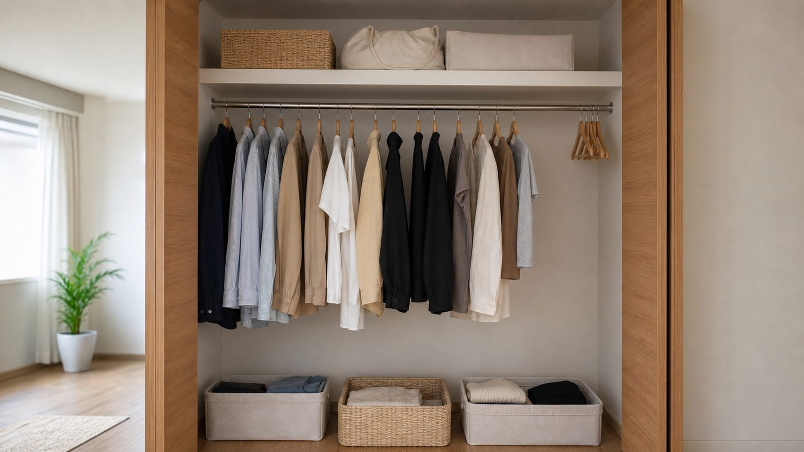 服の間に余白を作ったクローゼット収納