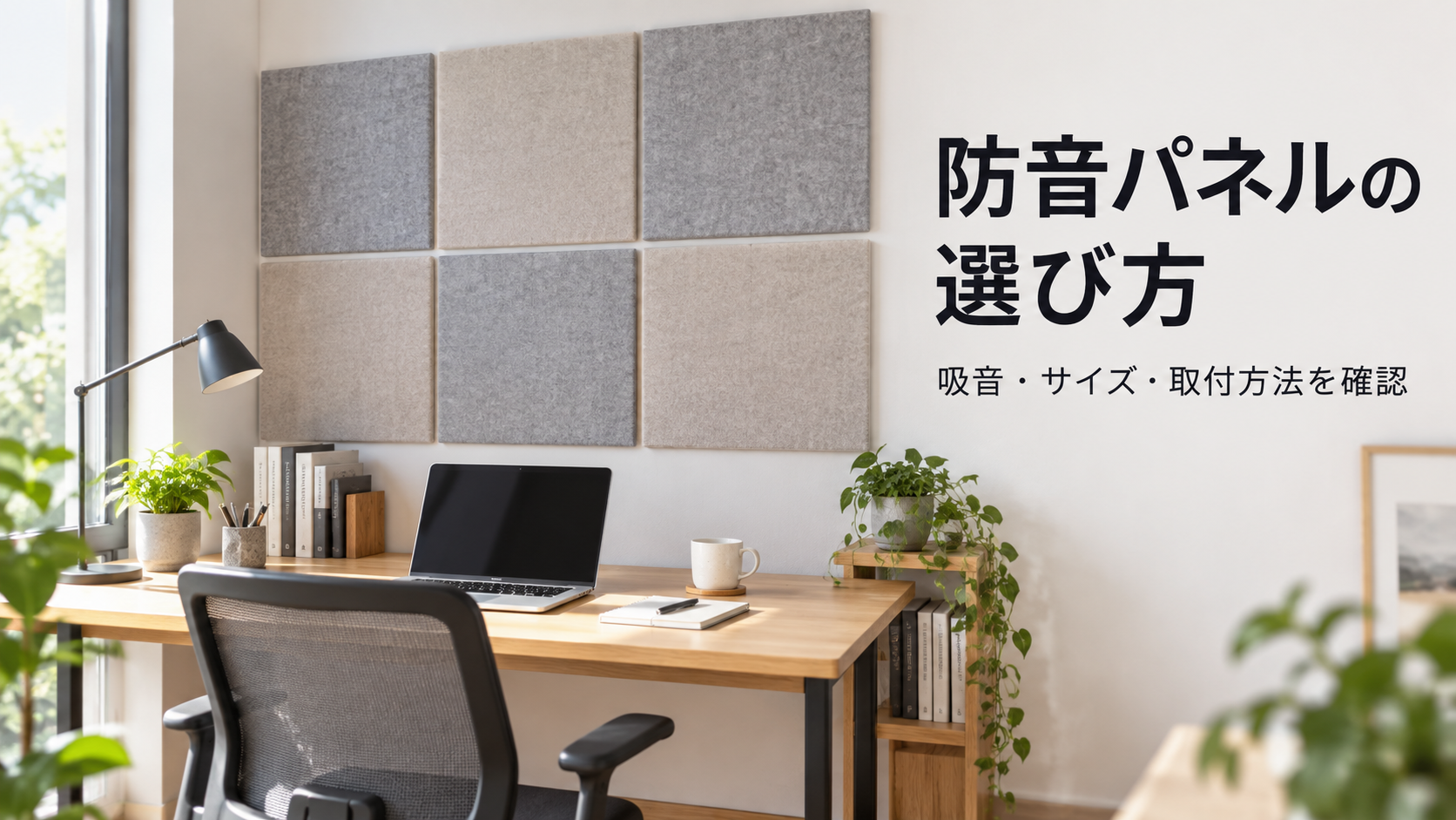 防音パネルの吸音・サイズ・取付方法を確認するイメージ