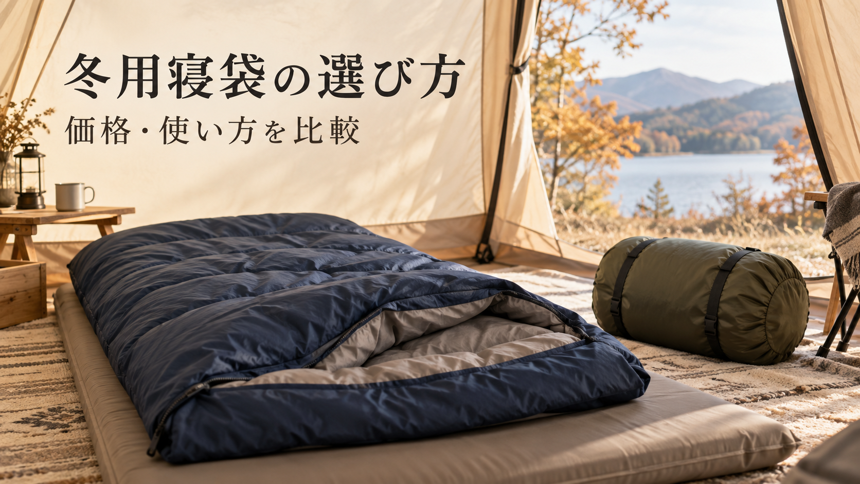 冬用寝袋の選び方。テント内に寝袋を置いた利用イメージ